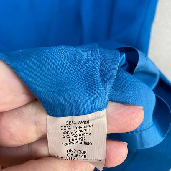 J Crew Dress Womens 8 Blue Suiting Fit Flare Sleeveless Office Ruffle Wool - Picture 7 of 8